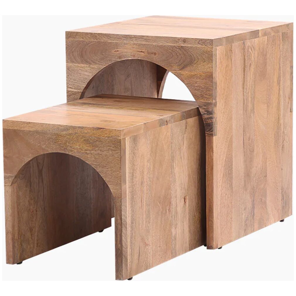 Nest of 2 Arched End Tables - Mango Wood