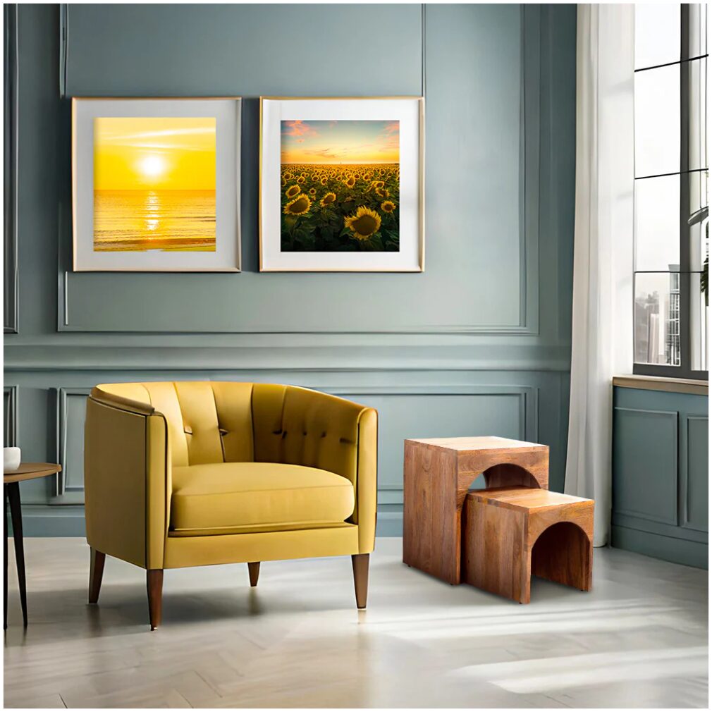 Nest of 2 Arched End Tables - Mango Wood