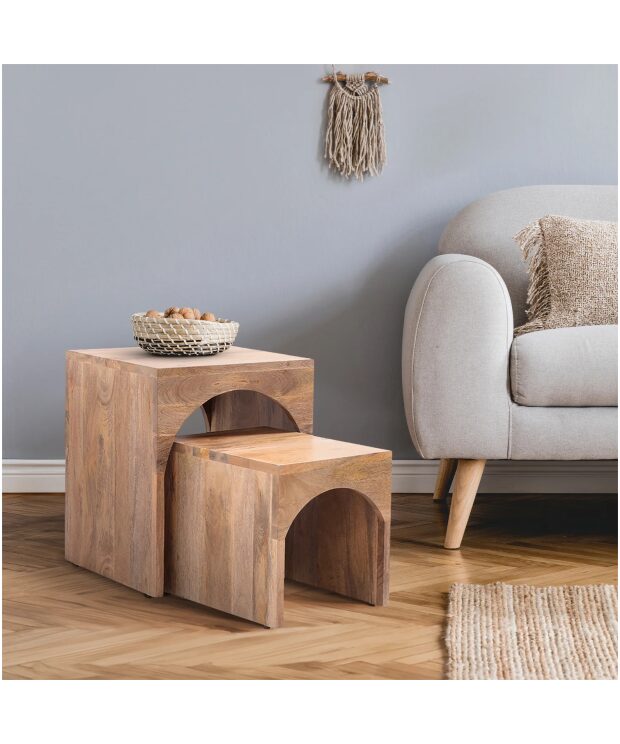 Nest of 2 Arched End Tables - Mango Wood