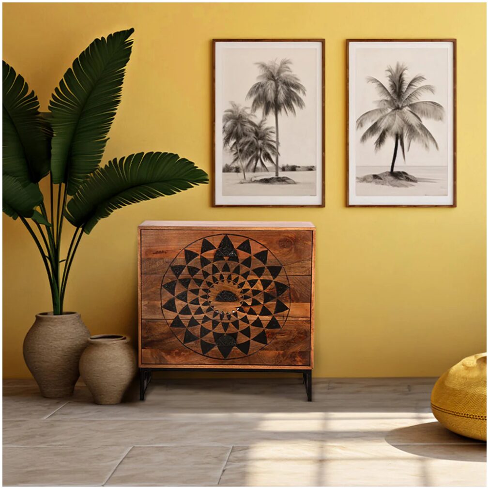 Kolam Wooden Three Chest of Drawers