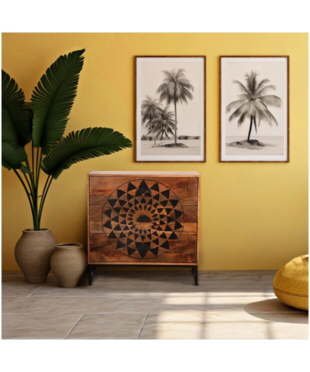 Kolam Wooden Three Chest of Drawers