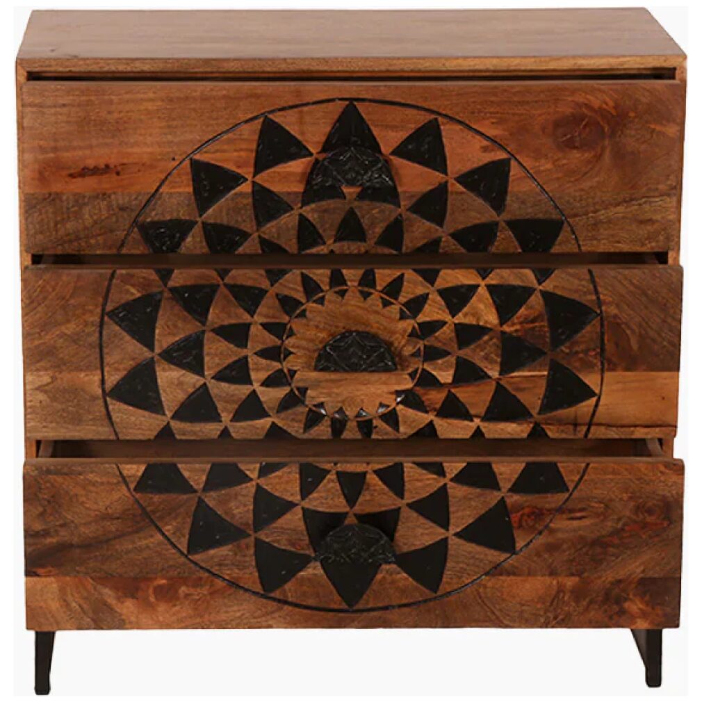 Kolam Wooden Three Chest of Drawers