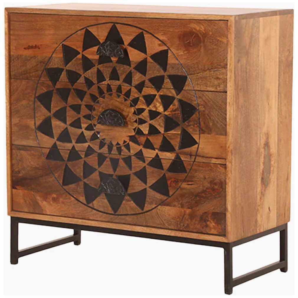 Kolam Wooden Three Chest of Drawers