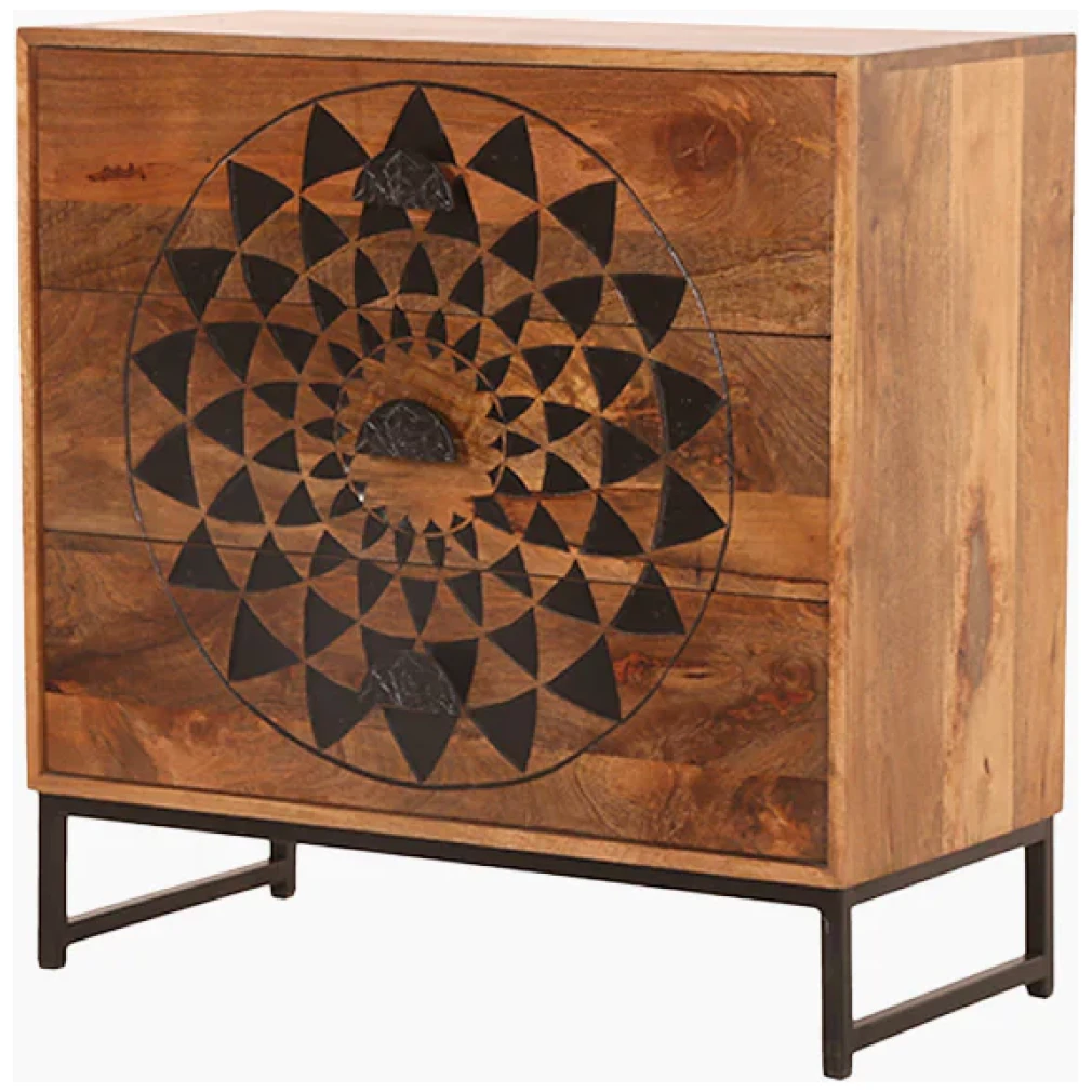 Kolam Wooden Three Chest of Drawers