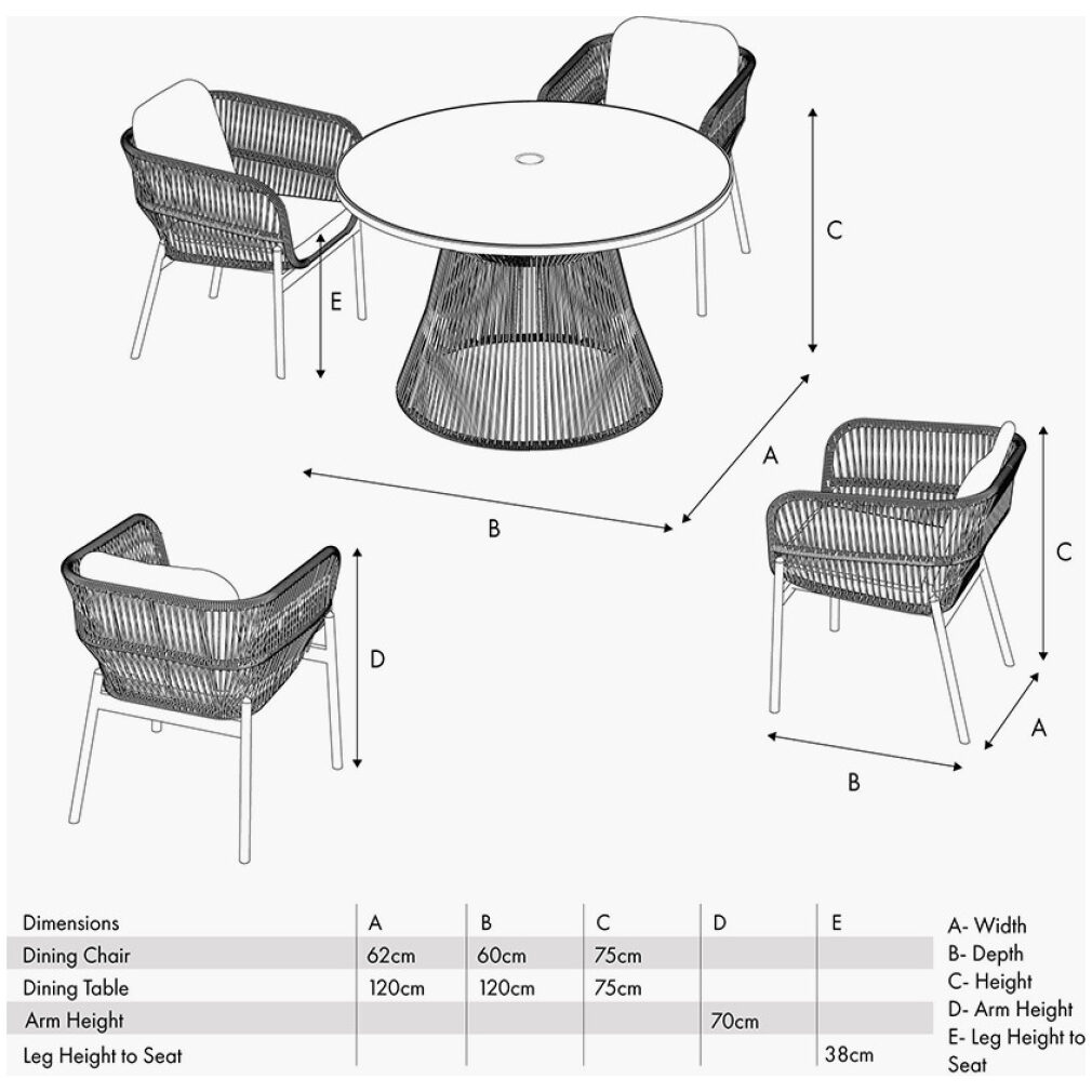 Martic Outdoor 4 Seater Dining Set