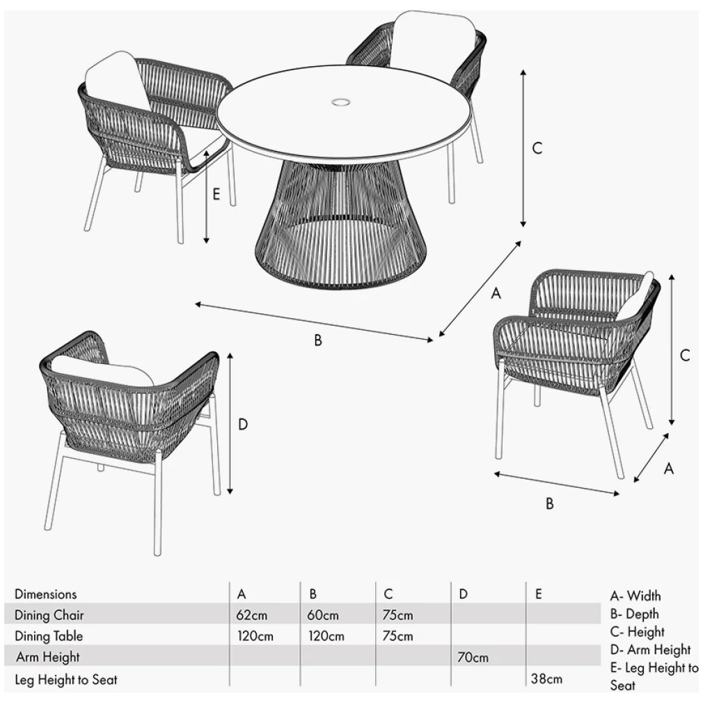 Martic Outdoor 4 Seater Dining Set