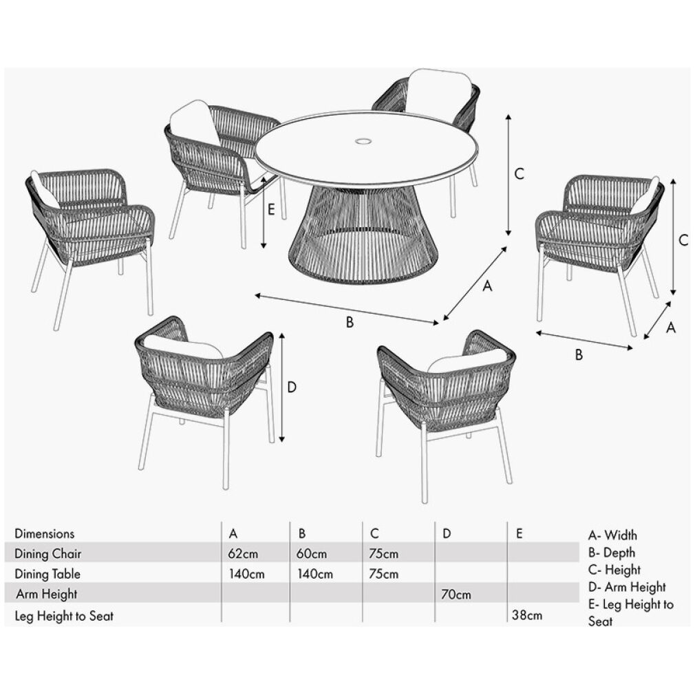 Martic Outdoor 6 Seater Dining Set
