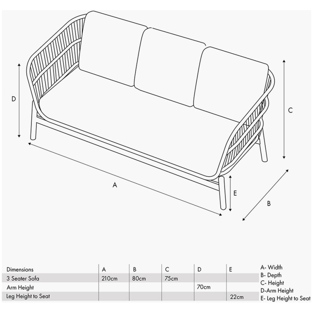 Martic Outdoor 3 Seater Sofa