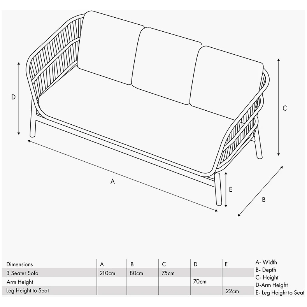 Martic Outdoor 3 Seater Sofa