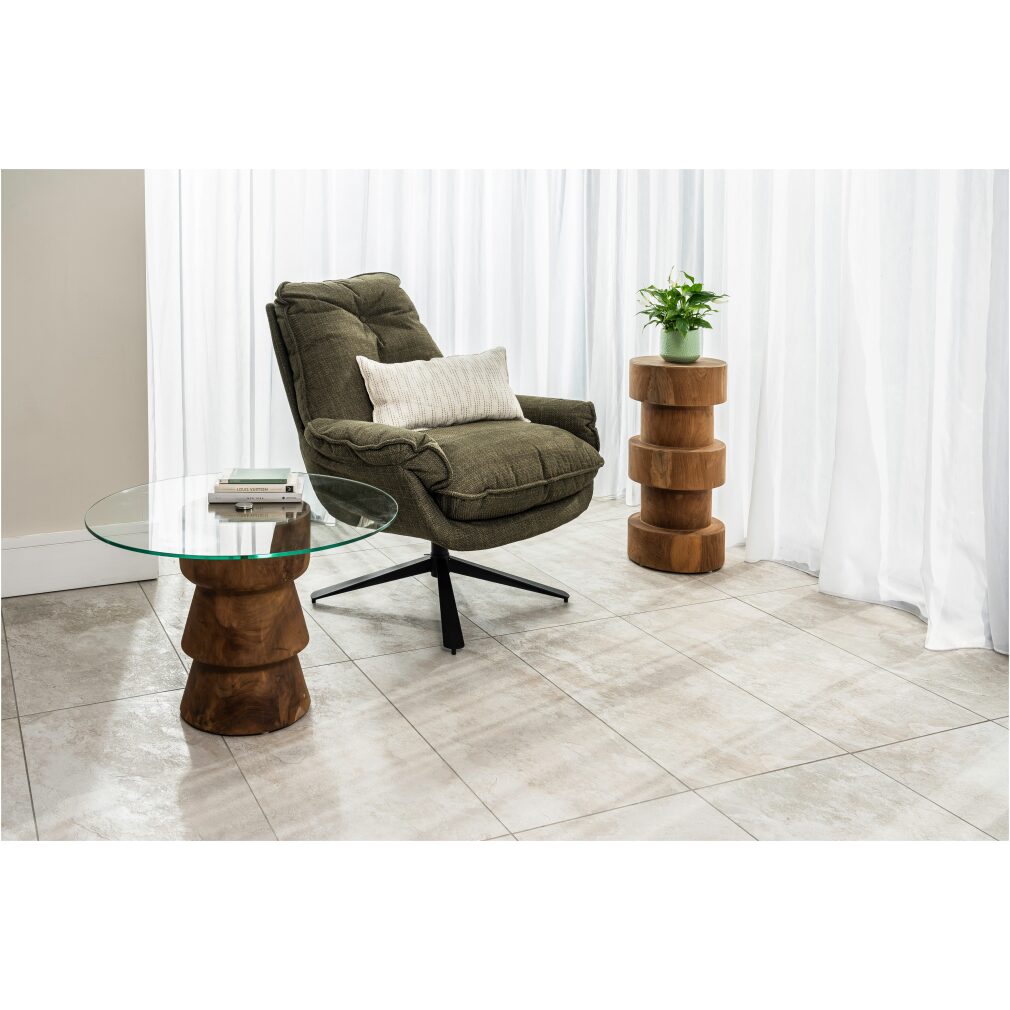 Padstow Swivel Armchair - Olive Green Twill