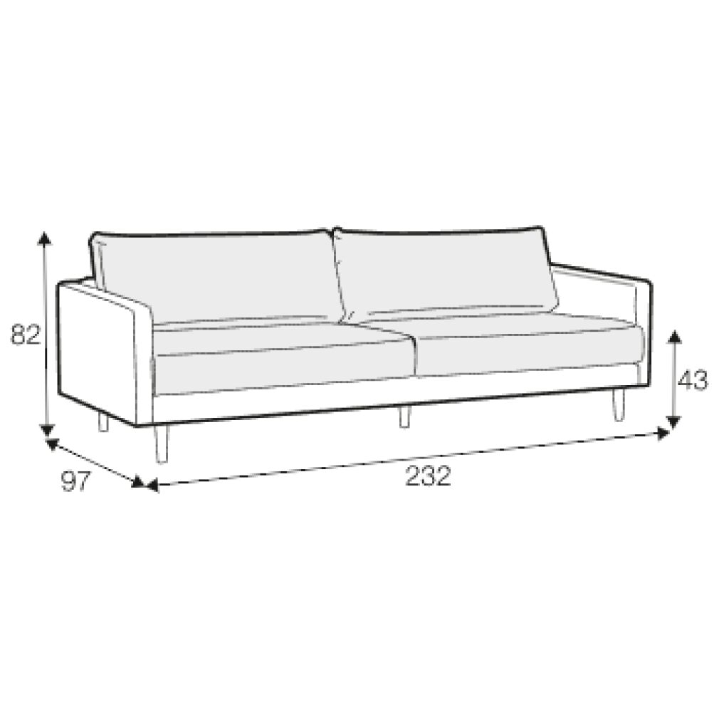 Billie 3 XL Seater Sofa with two cushions by Sits