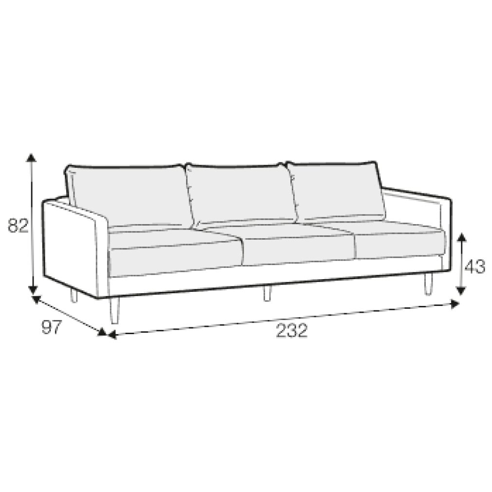 Billie 3 XL Seater Sofa with three cushions by Sits