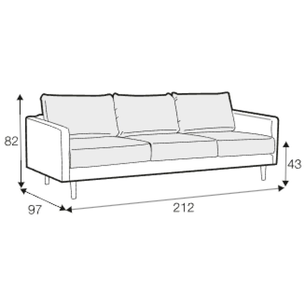 Billie 3 Seater Sofa with three cushions by Sits