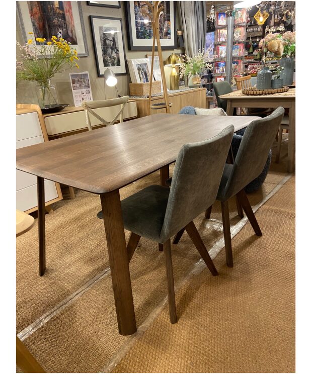 Ex Display Asiago 1.4m Dining Table Smoked Oak Finish with 4x Milano Dining chairs