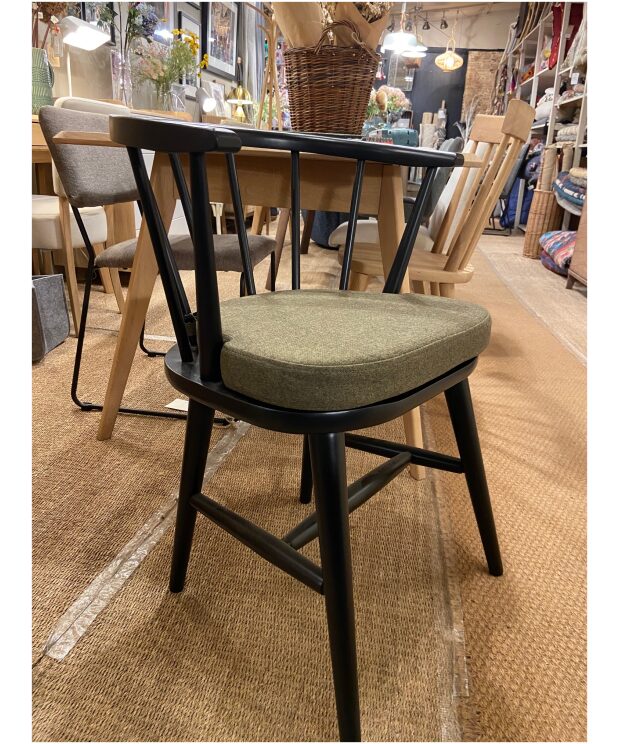 Ex Display Como Dining Armchair - Carver - Black - with Green seat pad