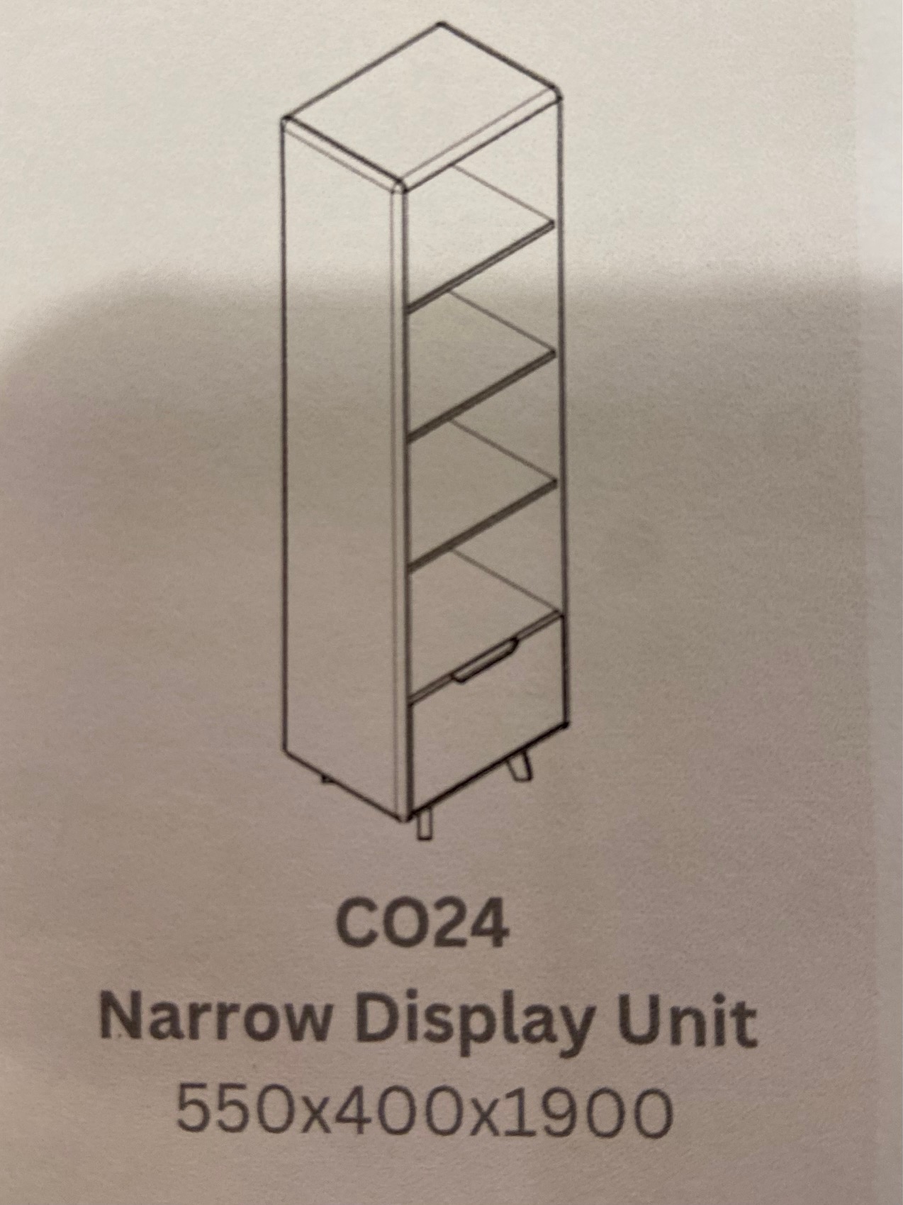 Tall Slim Display Unit - Bookcase - Como Living and Dining Range